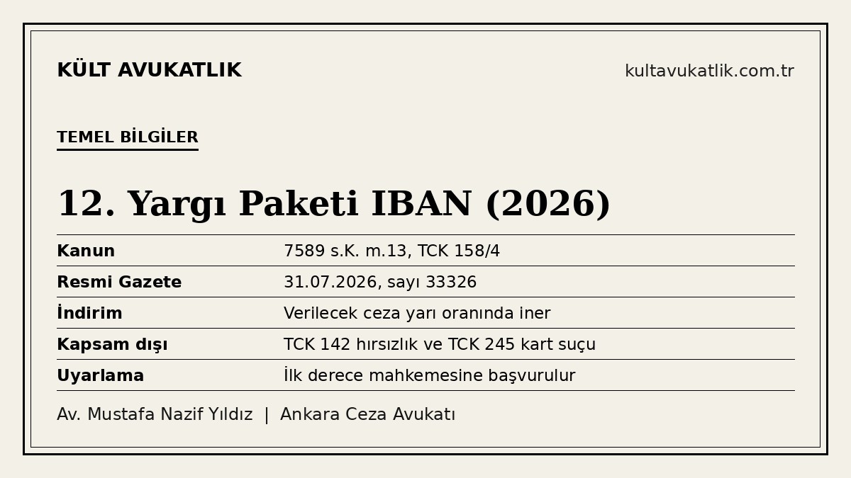 12. Yargı Paketi IBAN düzenlemesi ve TCK 158/4 için temel bilgiler