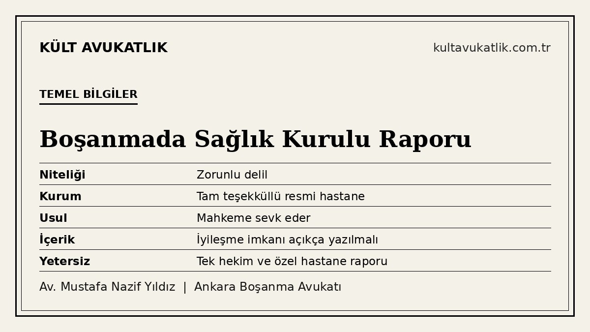 Akıl hastalığı nedeniyle boşanmada sağlık kurulu raporu: temel bilgiler