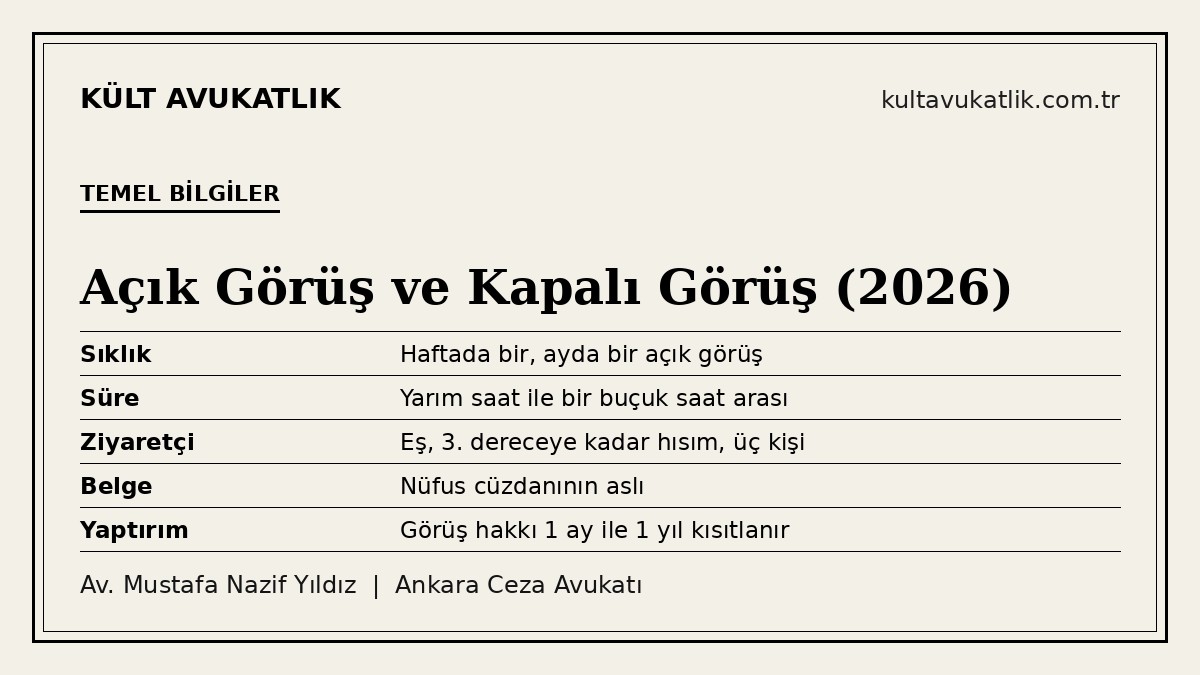 Açık görüş ve kapalı görüş, cezaevi ziyareti için temel bilgiler