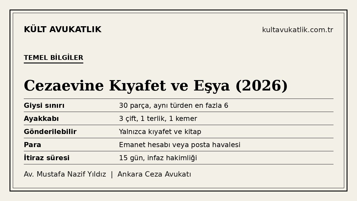 Cezaevine kıyafet, eşya ve para gönderimi için temel bilgiler