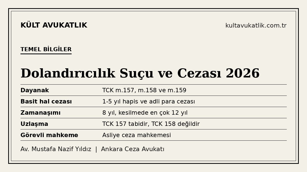 Dolandırıcılık suçu ve TCK 157 cezası için temel bilgiler