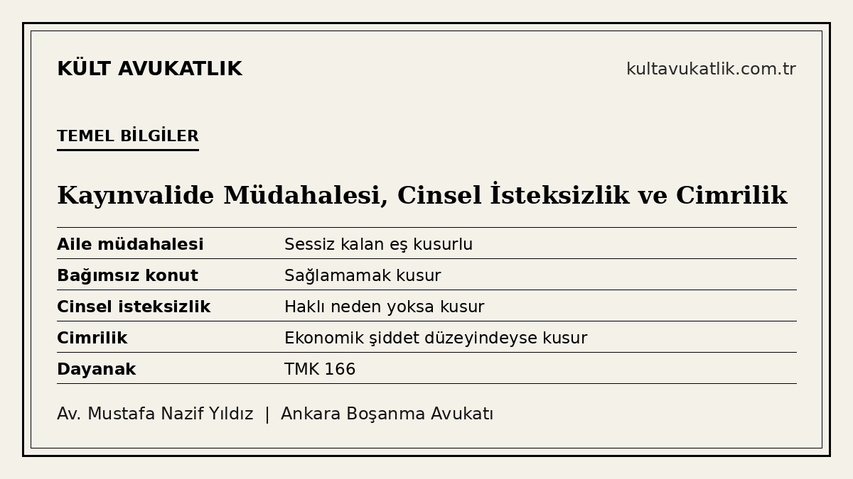 Kayınvalide müdahalesi, cinsel isteksizlik ve cimrilik: boşanma sebebi olarak temel bilgiler