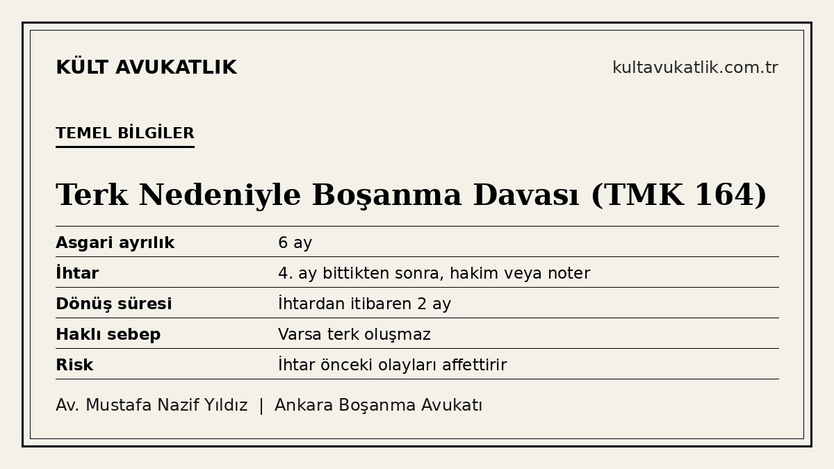 Terk nedeniyle boşanma davası: süreler ve ihtar için temel bilgiler